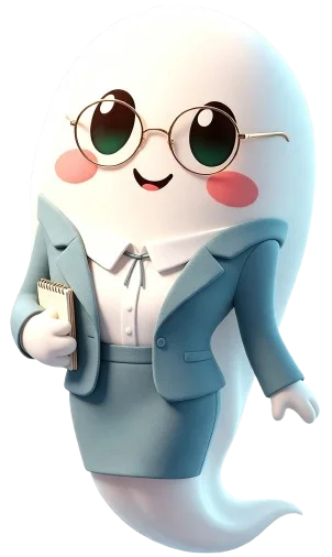GhostNotes (Ghost Notes) mascot holding a notebook — free hierarchical notepad for Windows