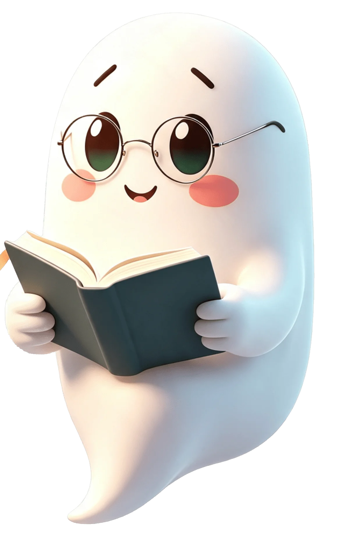 GhostReader (Ghost Reader) mascot reading a book — free text-to-speech clipboard reader for Windows